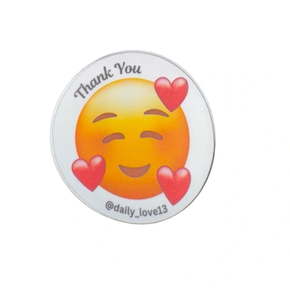 (50) Love Emoji Thank You Stickers-Waterproof